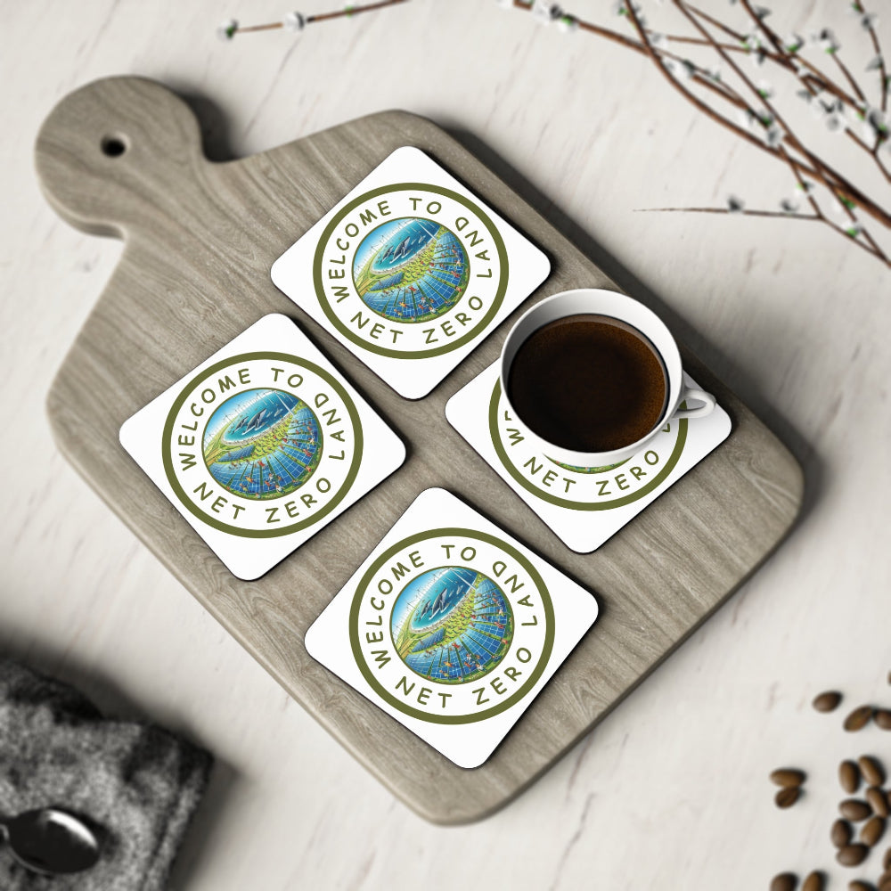 Net Zero Land Coaster - 9.5cm diameter (3.7") available as 1 piece or set of 4. Limited edition (V14)