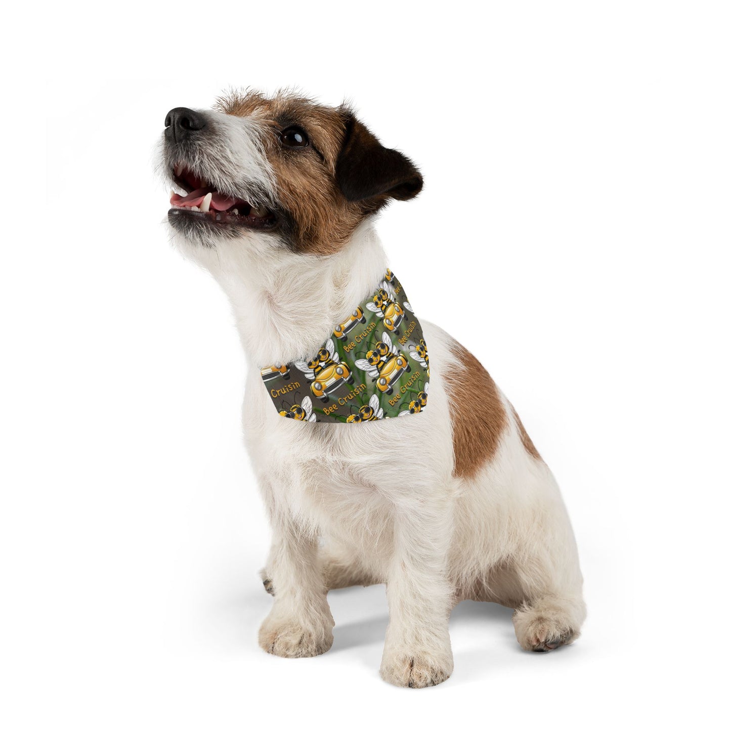 Cruisin Pet Bandana supporting their best friend, the bees - includes adjustable buckle up black collar