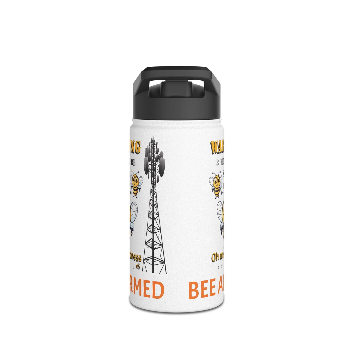 WARNING 3 Bee to be shut down beeasone Stainless body Water Bottle, with polypropylene lid BPA free tumbler