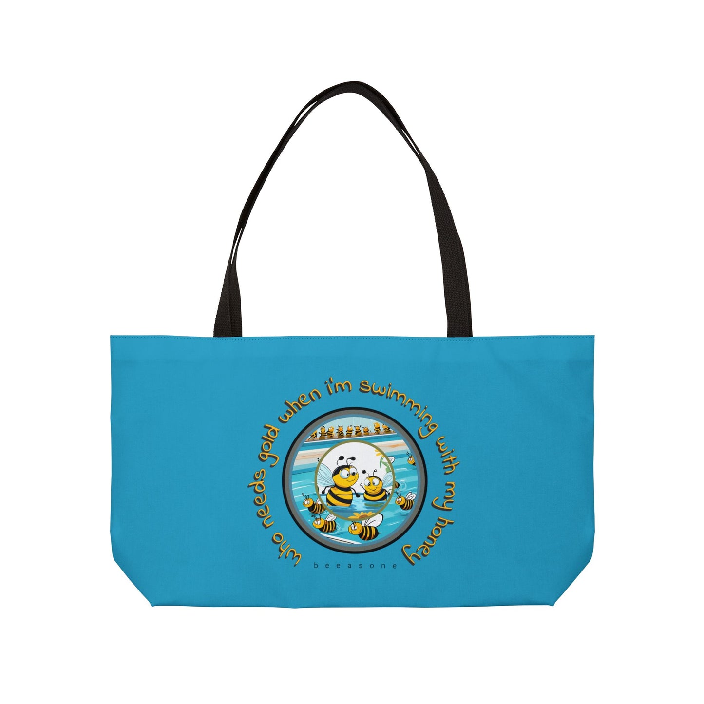 Swimming beeasone tote bag Turquoise - great pool or beach bag