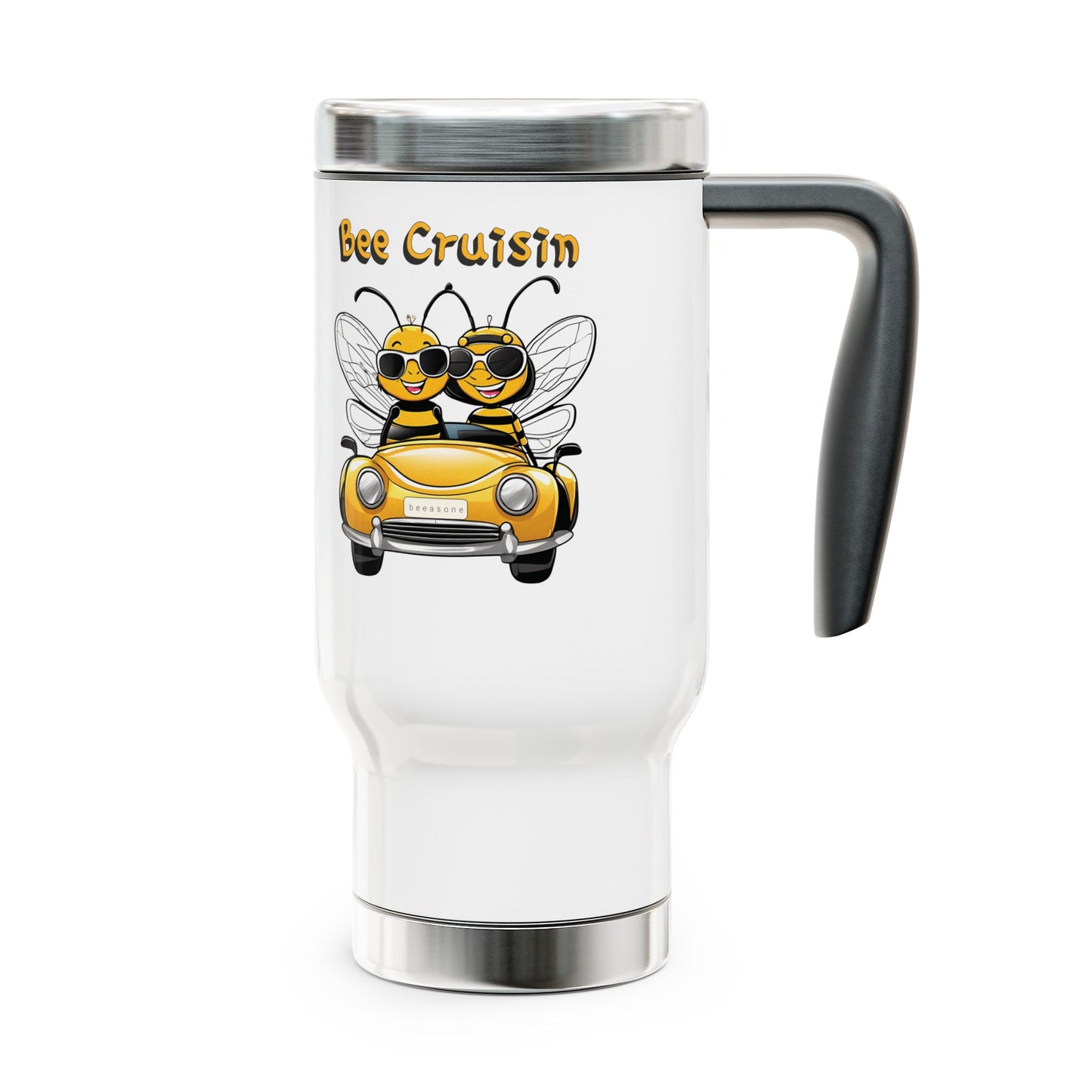 Bee cruisin beeasone Stainless Steel Travel Mug with Handle, 14oz (410mls)