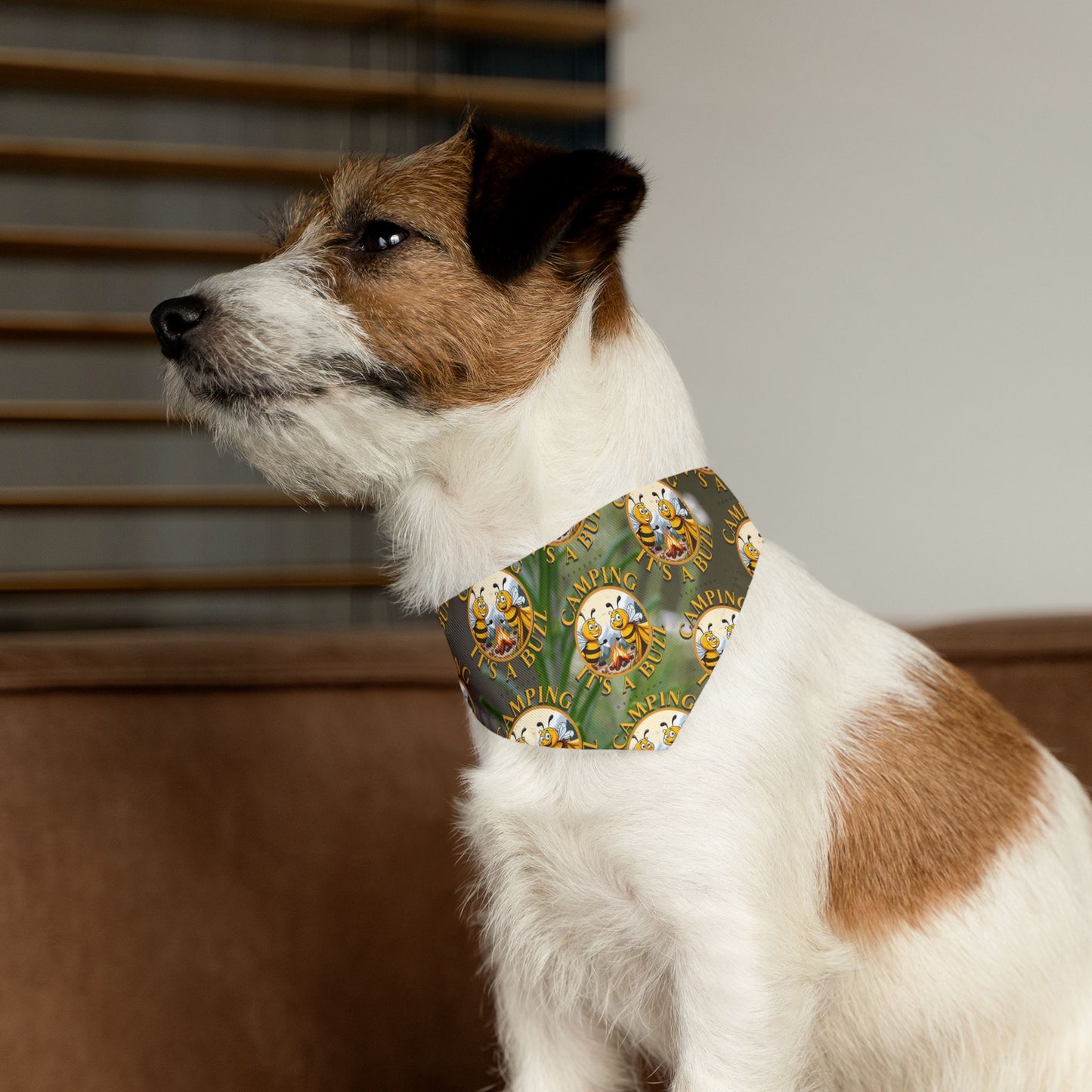 Camping Pet Bandana - includes adjustable buckle up black collar