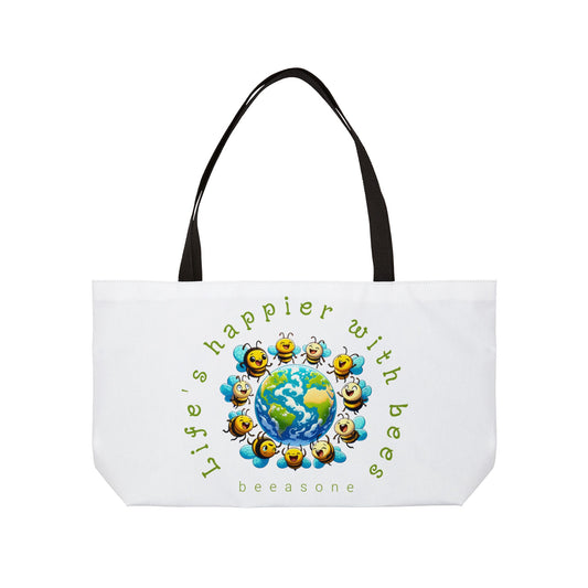 Life's happier with bees beeasone weekender tote bag