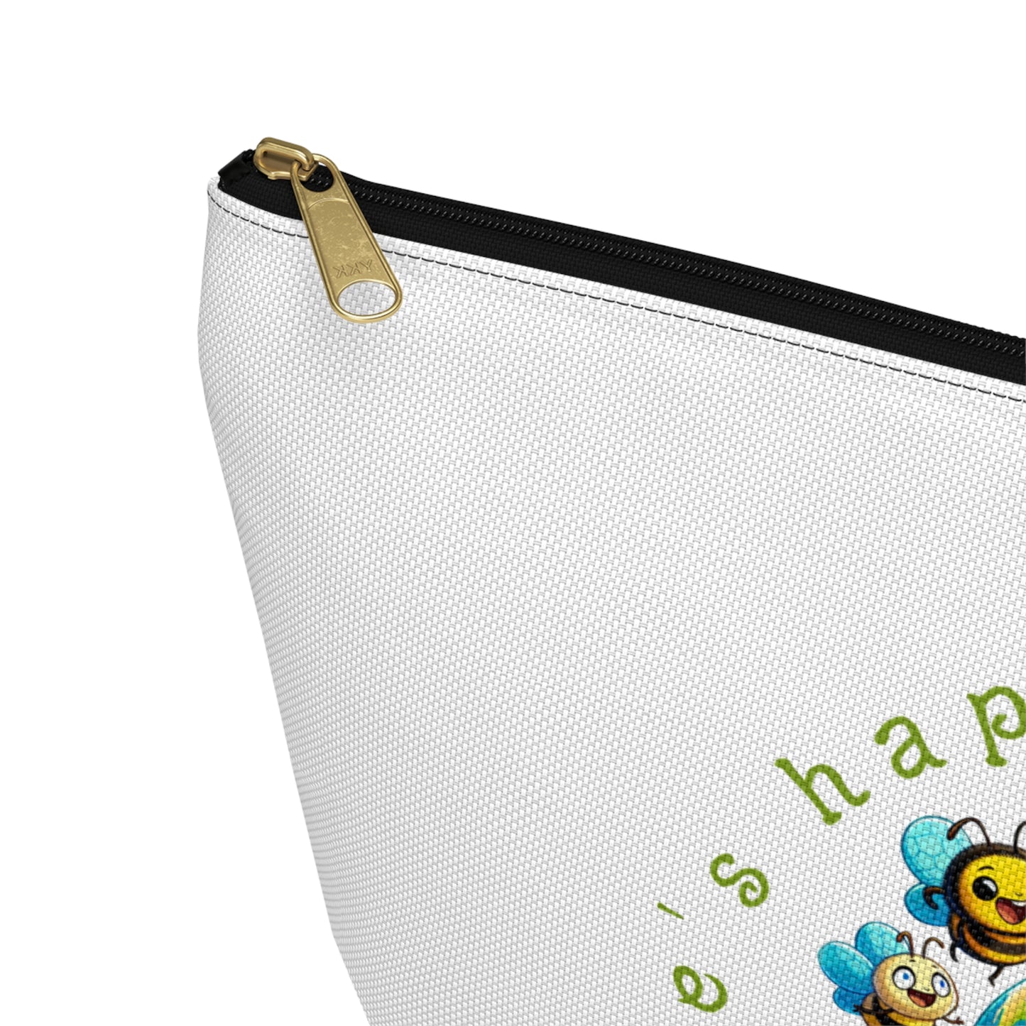 Life's happier with bees beeasone stylish white cosmetics pouch