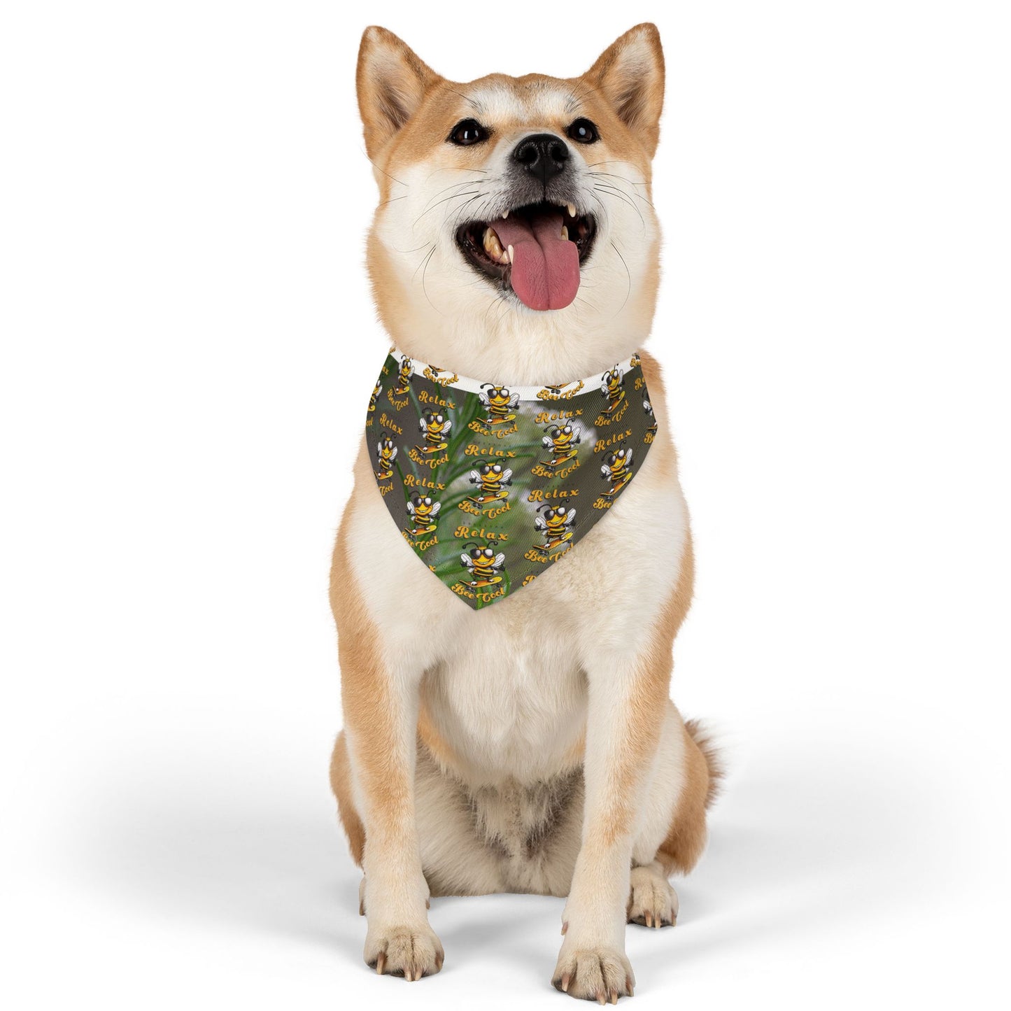 Relaxing pet bandana supporting their best friend, the bees - includes adjustable buckle up black collar