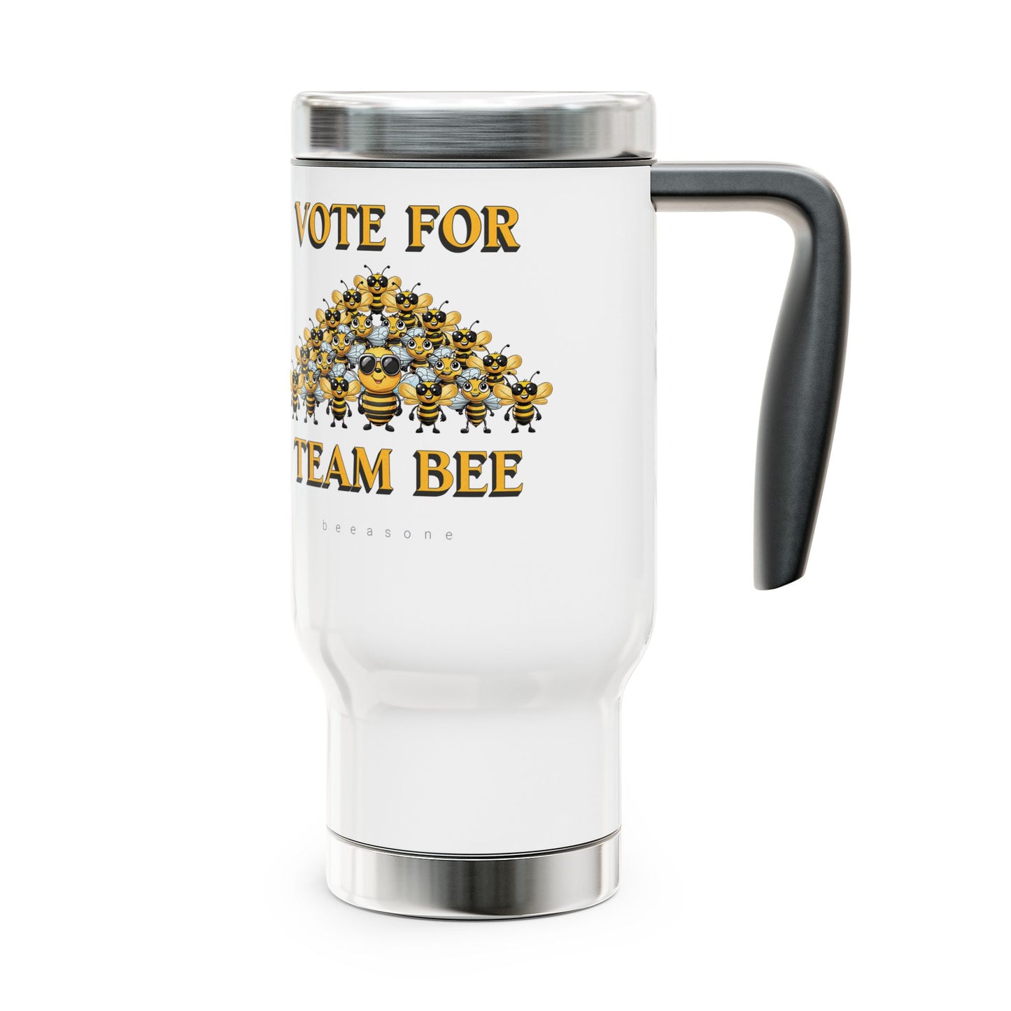 Vote for Team Bee beeasone Stainless Steel Travel Mug with Handle, 14oz (410mls)