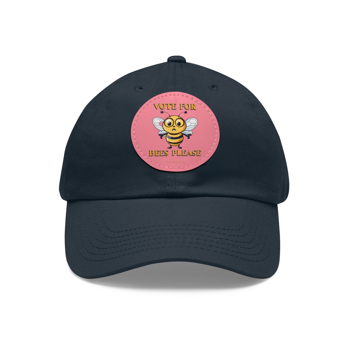 Vote for bees please beeasone Hat with round leather patch