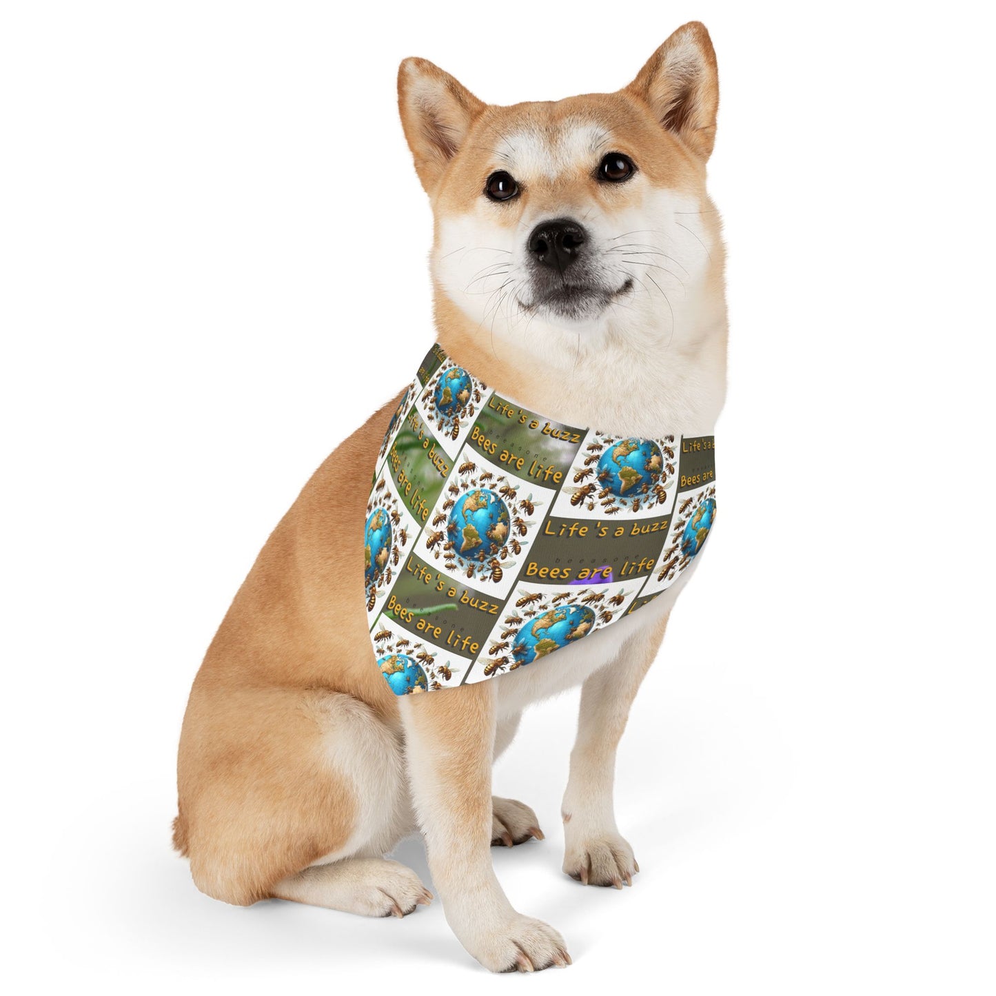 Bees are life pet bandana - never let go with the included adjustable buckle up black collar