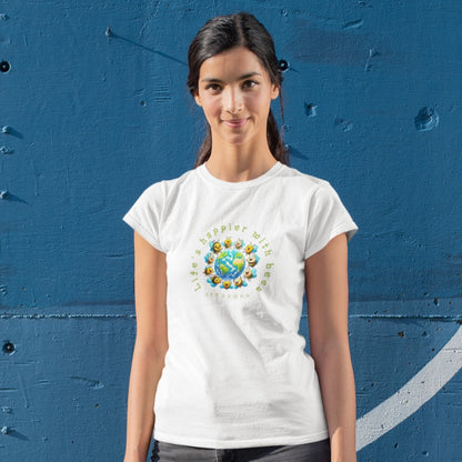 Life's Happier With Bees beeasone Women's Softstyle T-shirt available in diff colors