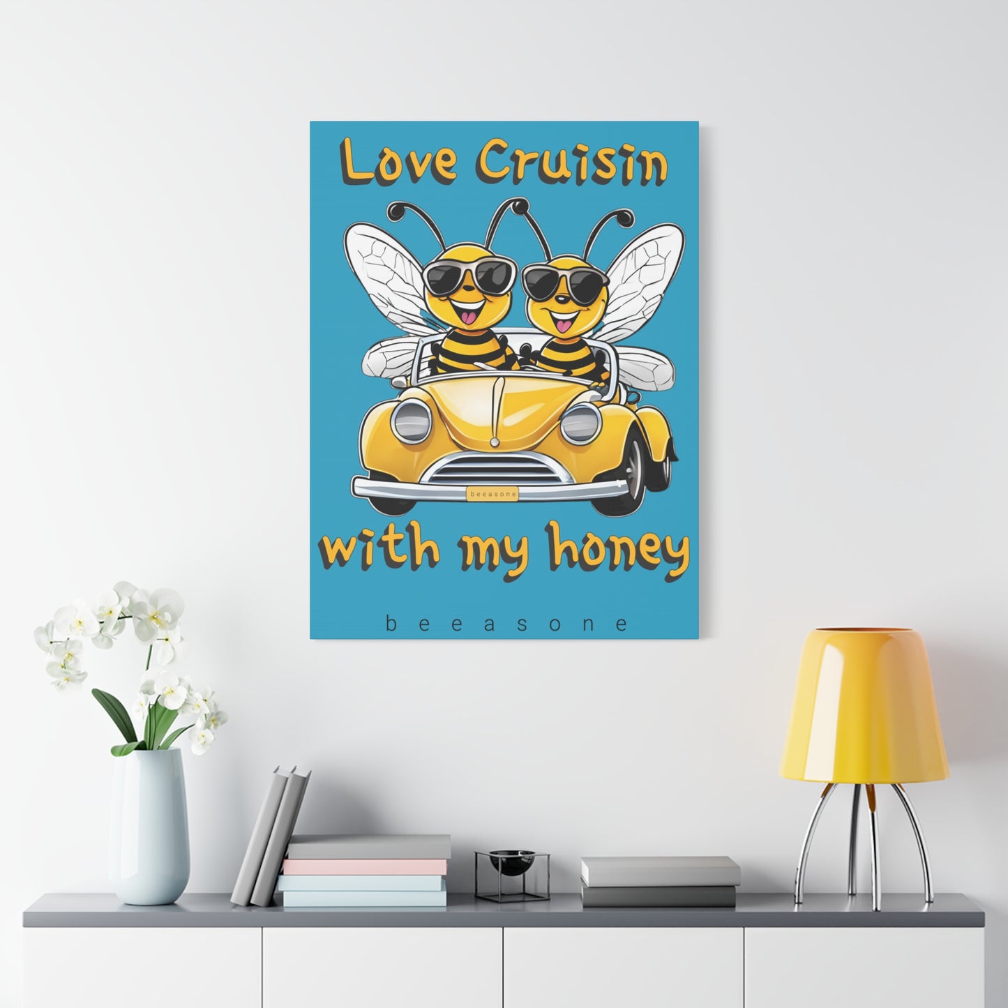 Love cruisin with my honey beeasone print on canvas with hanging kit