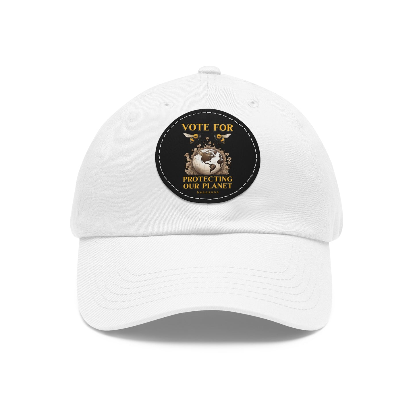 Vote for protecting our planet beeasone Hat with round leather patch