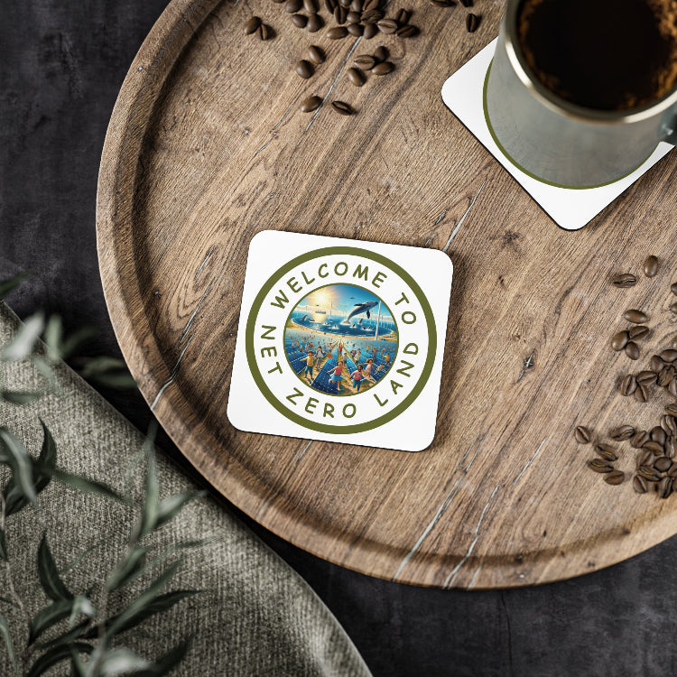 Net Zero Land Coaster - 9.5cm diameter (3.7") available as 1 piece or set of 4. Limited edition (V36)