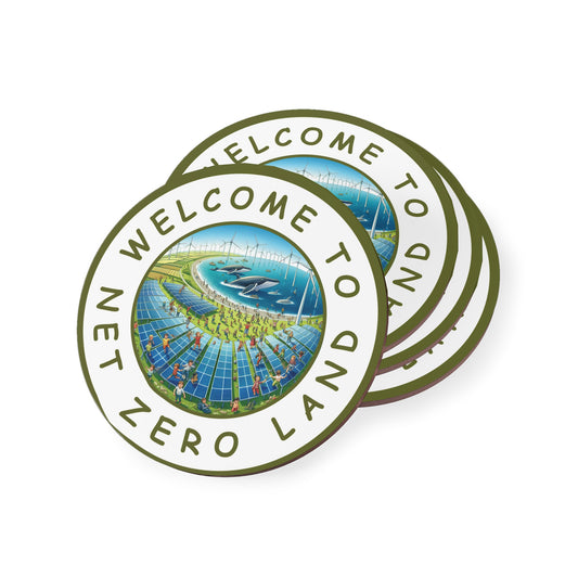 Net Zero Land Coaster - 9.5cm diameter (3.7") available as 1 piece or set of 4. Limited edition (V14)