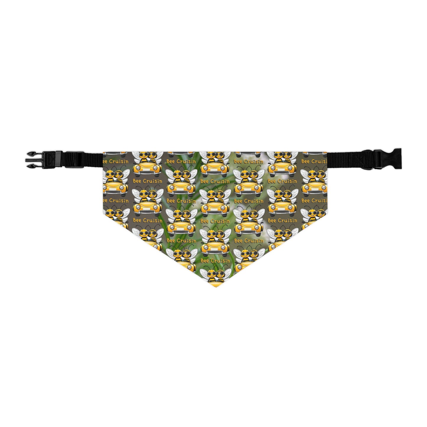Cruisin Pet Bandana collar supporting their best friend, the bees - includes adjustable buckle up black collar