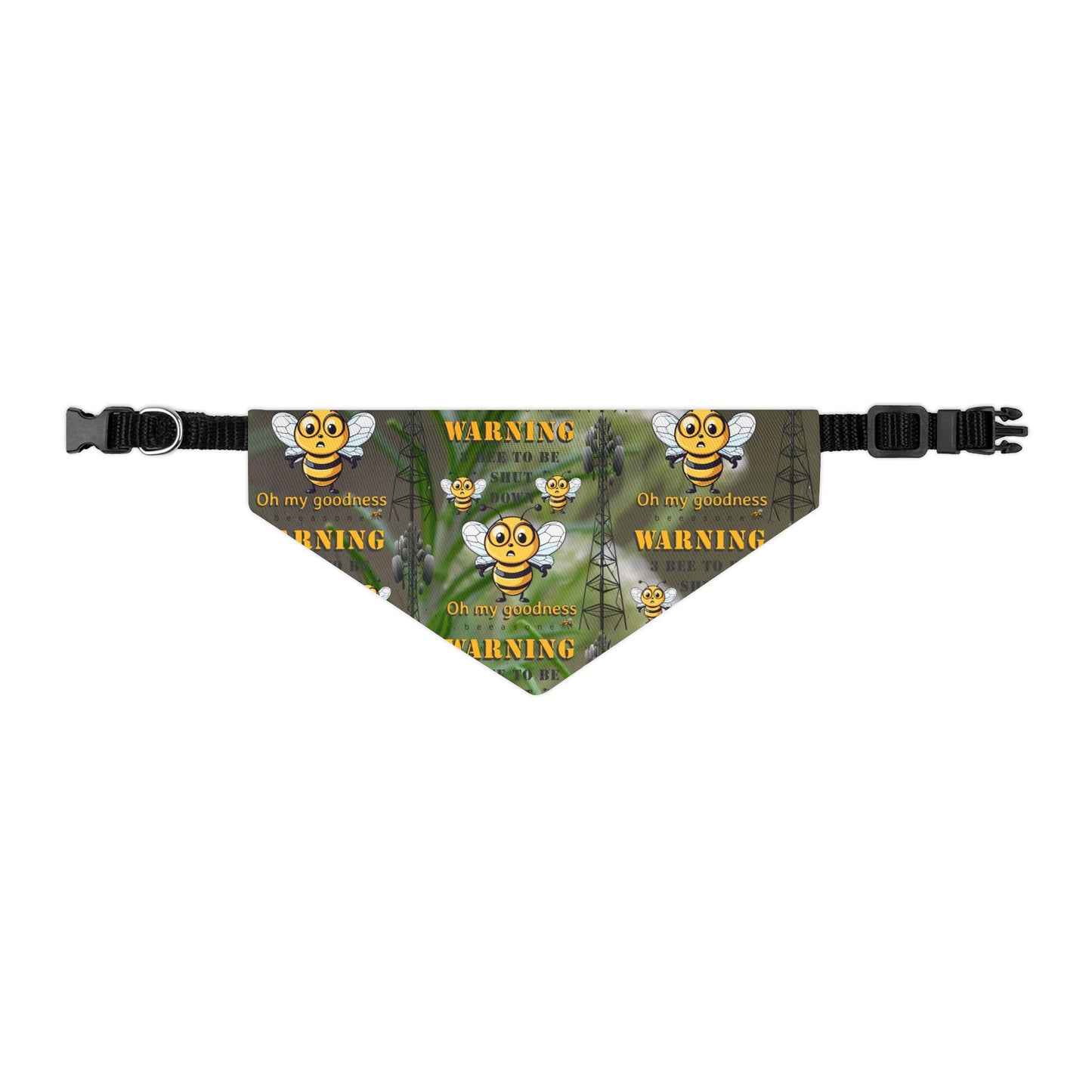 WARNING - 3 Bee to be shut down beeasone bandana- includes adjustable buckle up black collar