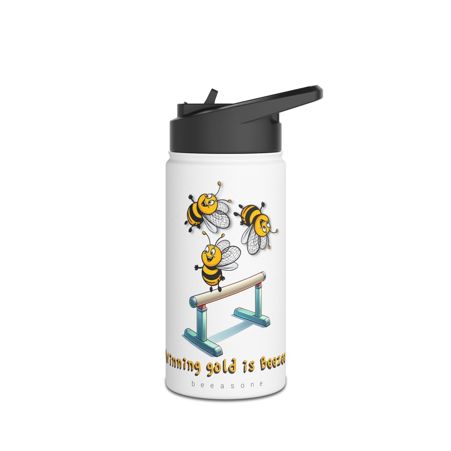 Winning gold is beezee beeasone gymnastics stainless steel body Water Bottle with polypropylene lid BPA free tumbler