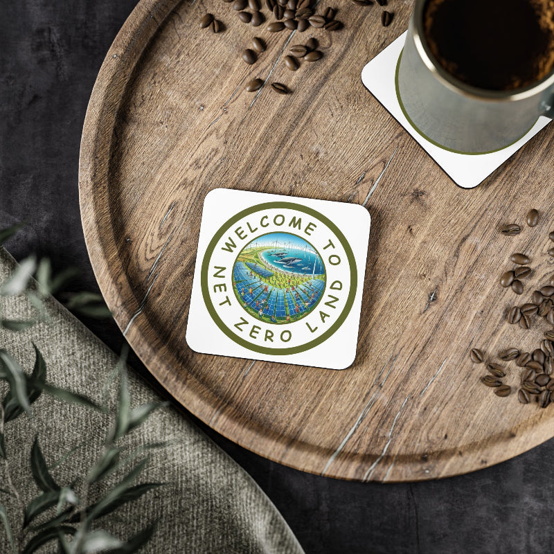 Net Zero Land Coaster - 9.5cm diameter (3.7") available as 1 piece or set of 4. Limited edition (V14)