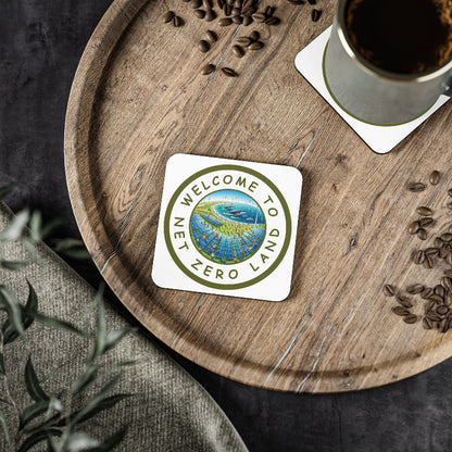 Net Zero Land Coaster - 9.5cm diameter (3.7") available as 1 piece or set of 4. Limited edition (V14)