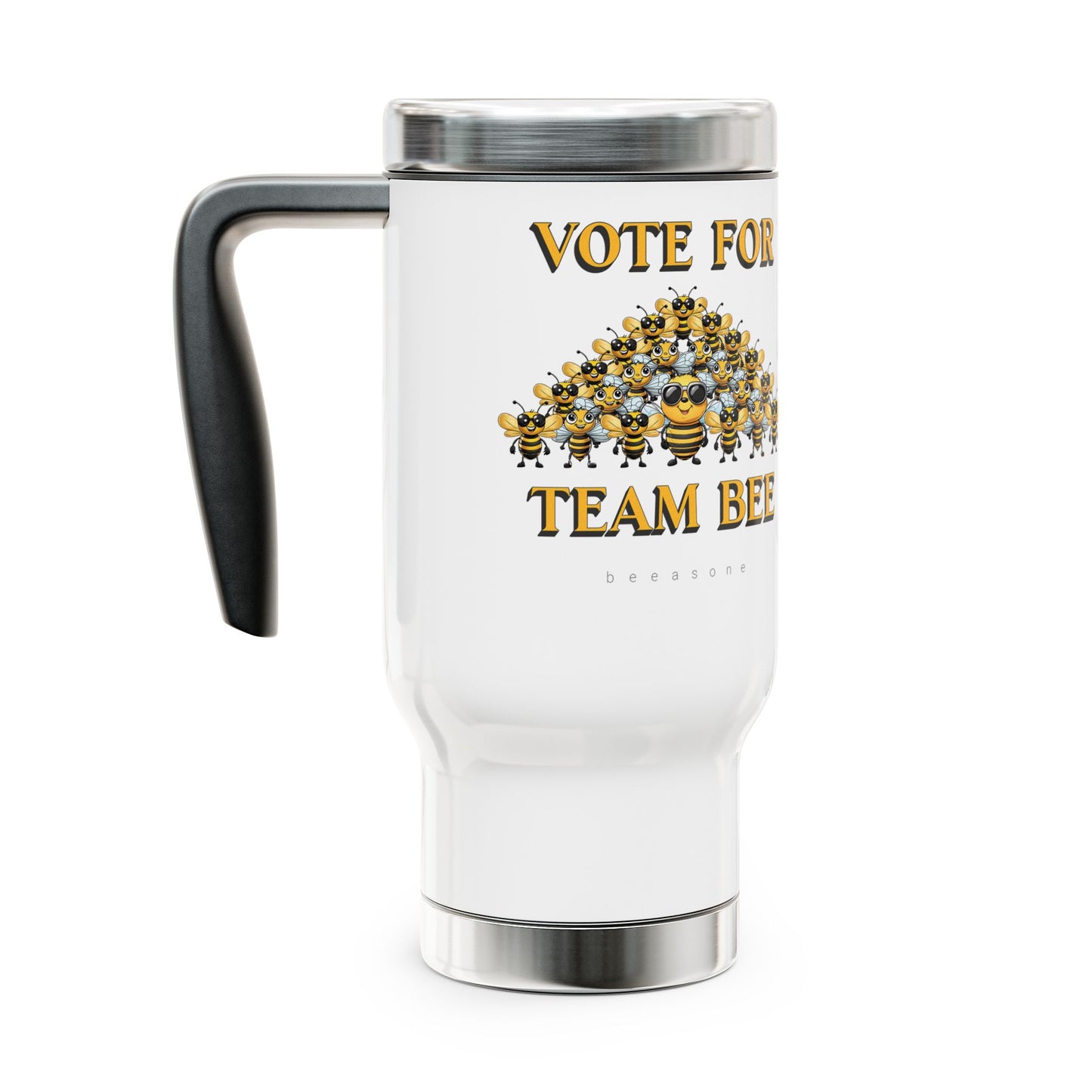 Vote for Team Bee beeasone Stainless Steel Travel Mug with Handle, 14oz (410mls)