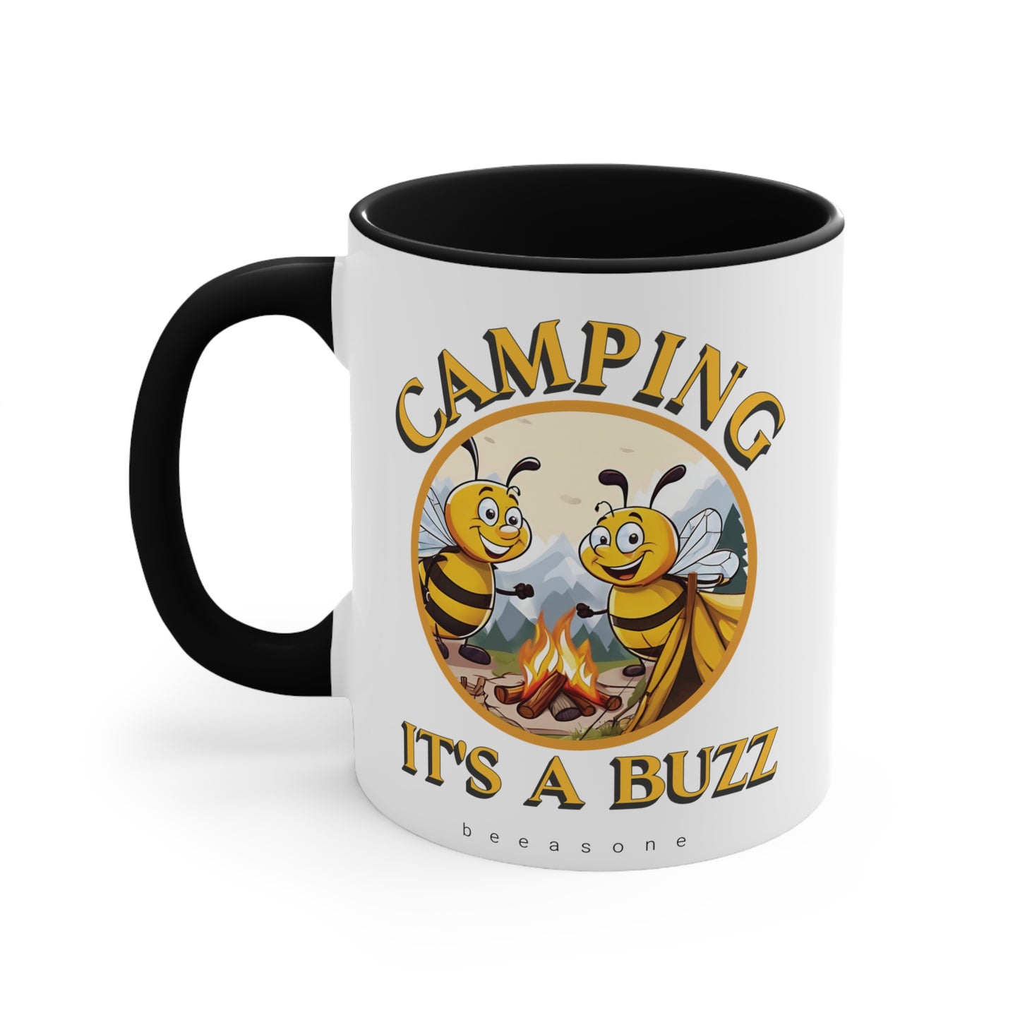 Camping beeasone coloured Coffee or hot chocolate mug 325ml (Standard 11oz)