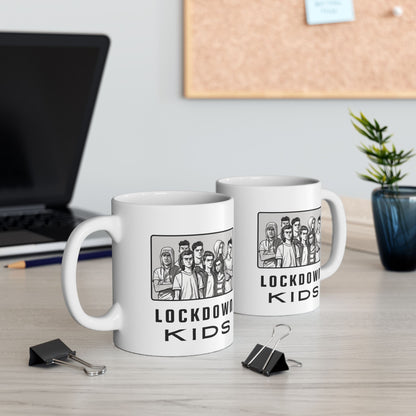 Lockdown Kids not too happy after experiencing lockdowns - double sided - Covid Lockdown Cup - mono