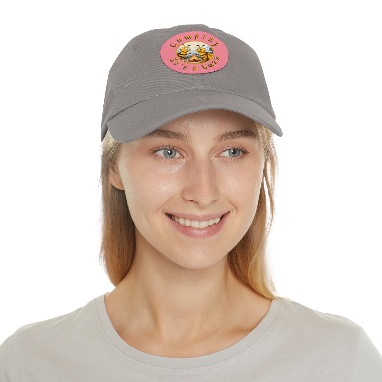 Camping it's a buzz beeasone Hat with round leather patch