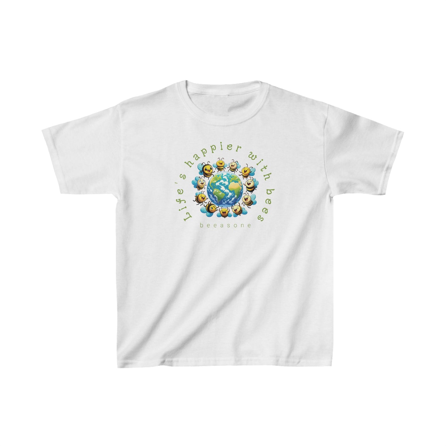 Life's happier with bees beeasone gorgeous Kids Tee Heavy Cotton™ available in diff sizes and colors