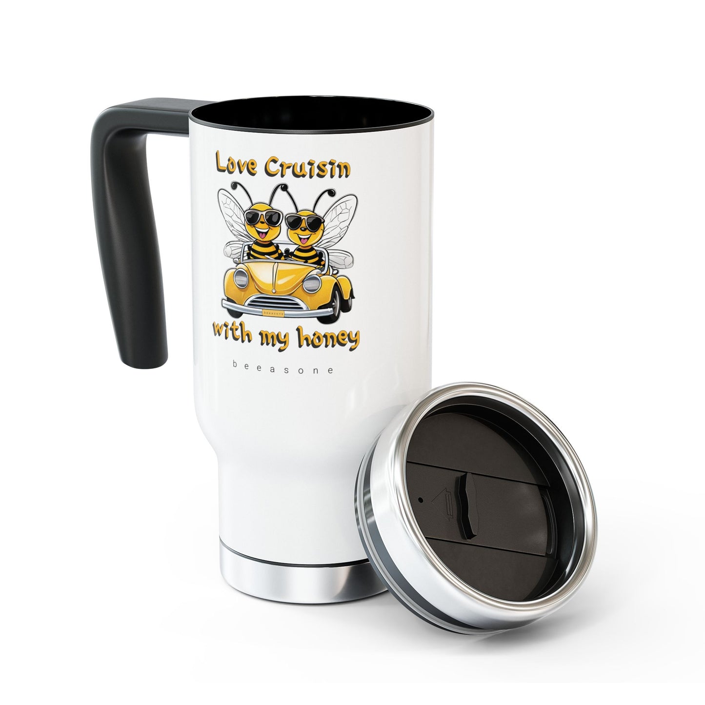 Love cruisin with my honey beeasone Stainless Steel Travel Mug with Handle, 14oz (410mls)