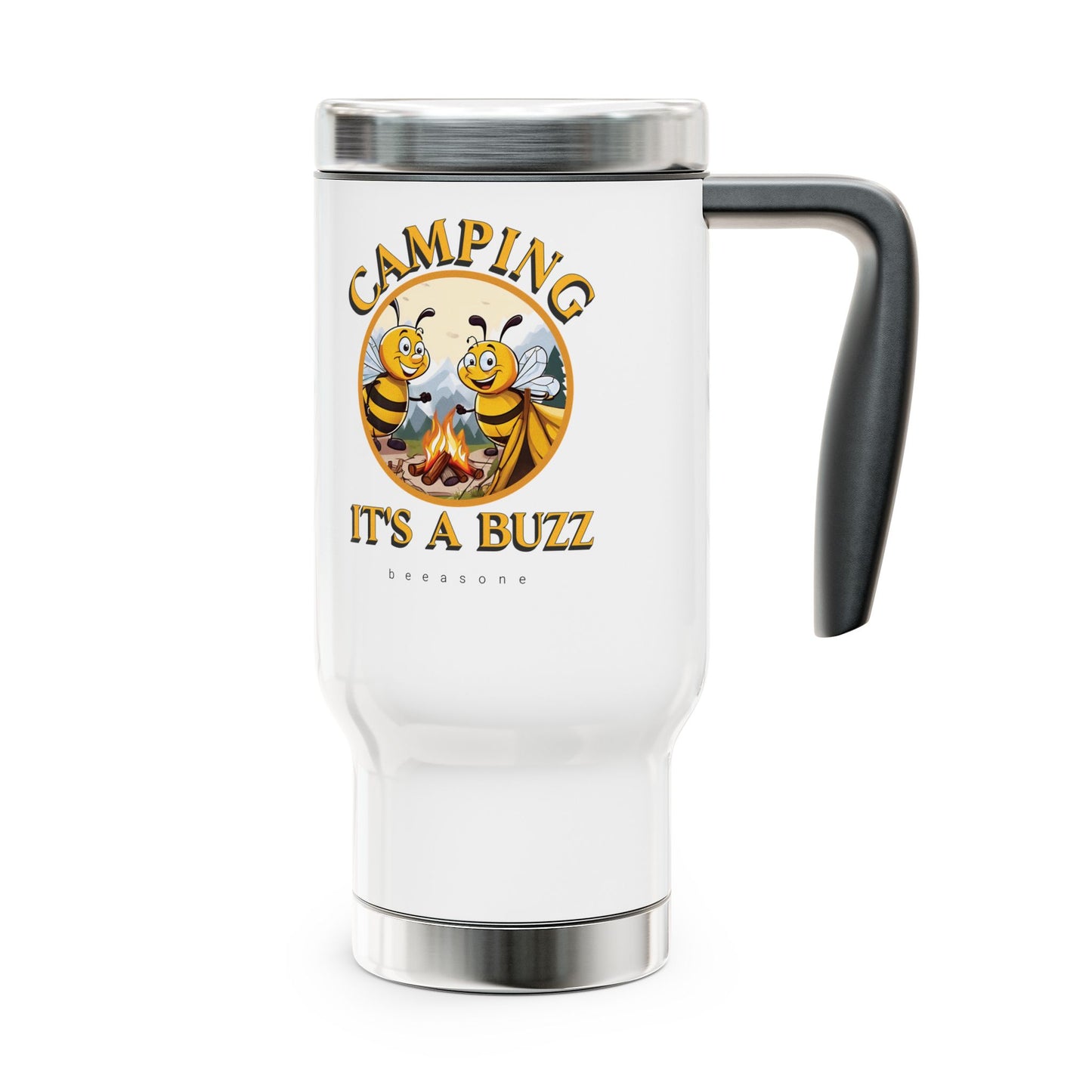 Camping it's a buzz beeasone Stainless Steel Travel Mug with Handle, 14oz (410mls)