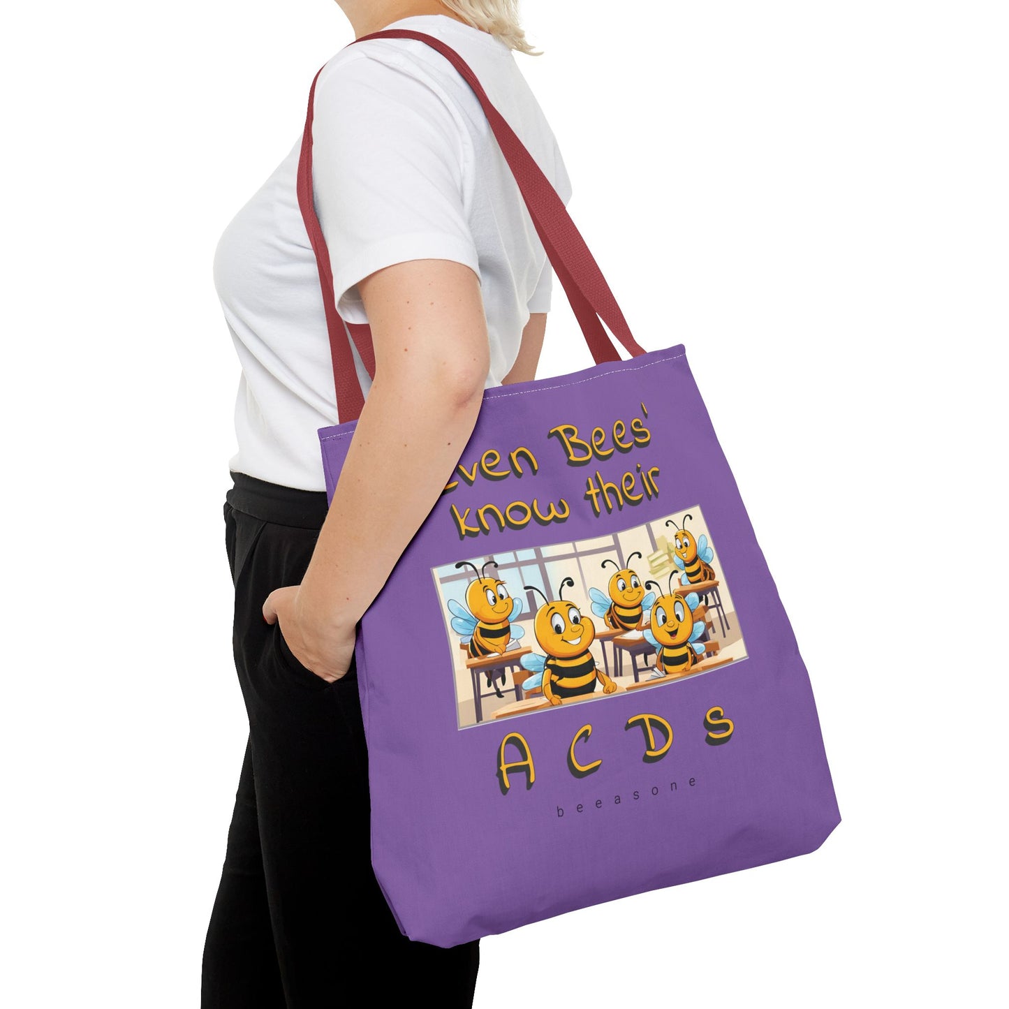 Even bees know their A C D s beeasone stylish purpil Tote Bag Special Spelling Bee Promotion