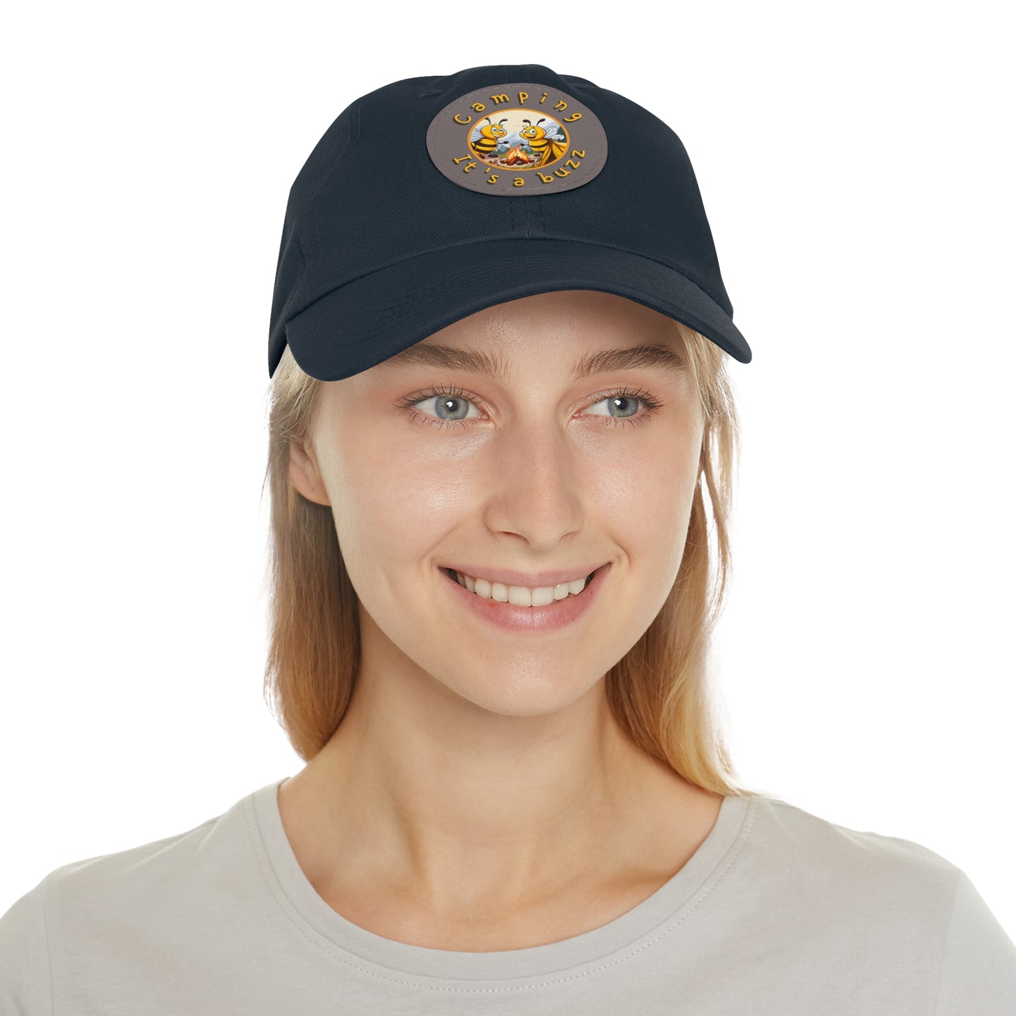 Camping it's a buzz beeasone Hat with round leather patch