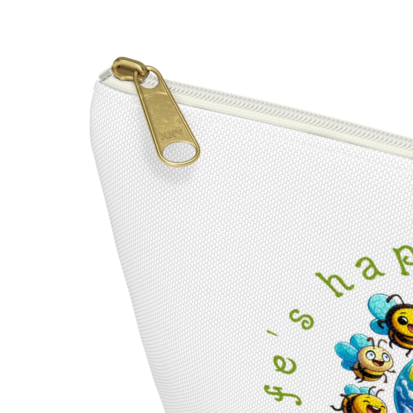 Life's happier with bees beeasone stylish white cosmetics pouch