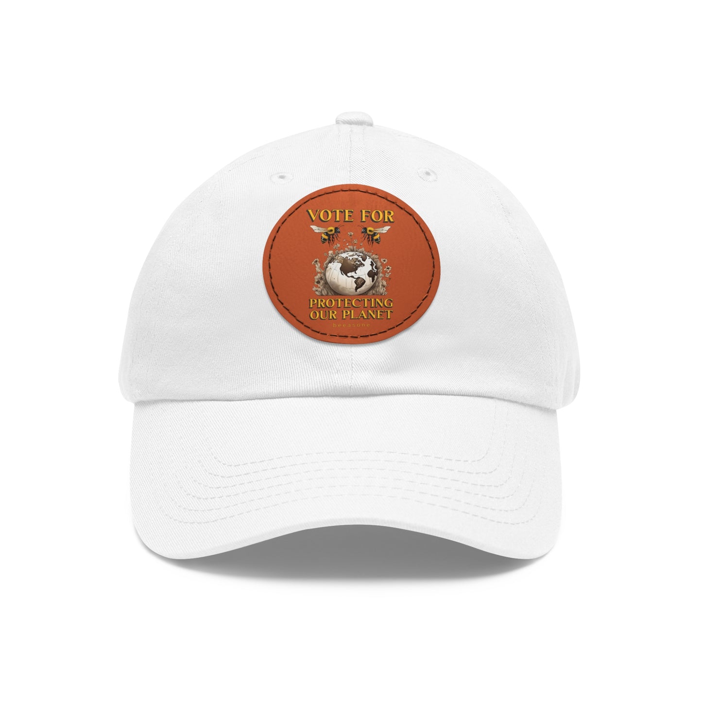 Vote for protecting our planet beeasone Hat with round leather patch