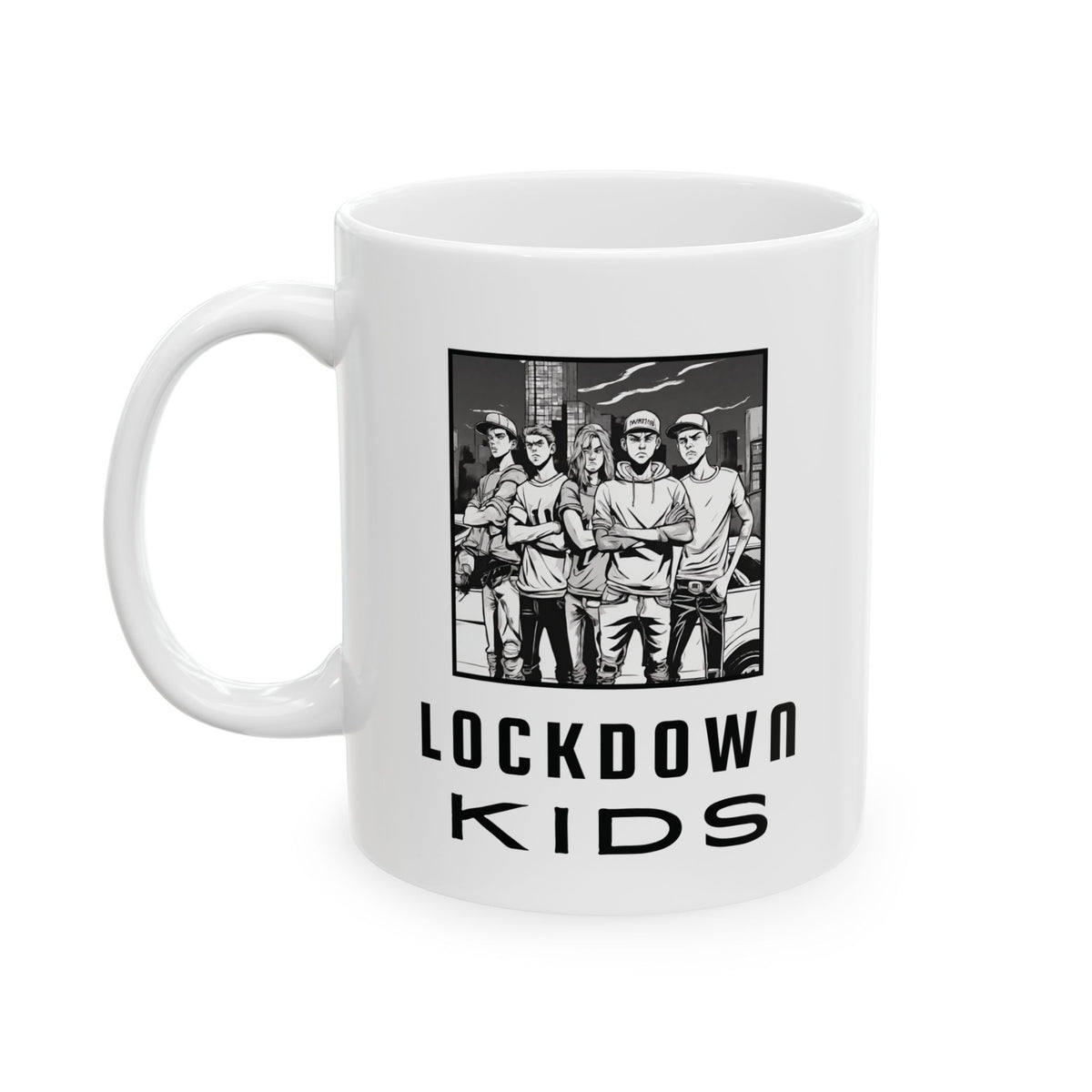 Lockdown Kids not too happy after lockdowns - double sided - Covid Lockdown Cup - mono