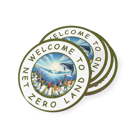 Net Zero Land Coaster - 9.5cm diameter (3.7") available as 1 piece or set of 4. Limited edition (V25)