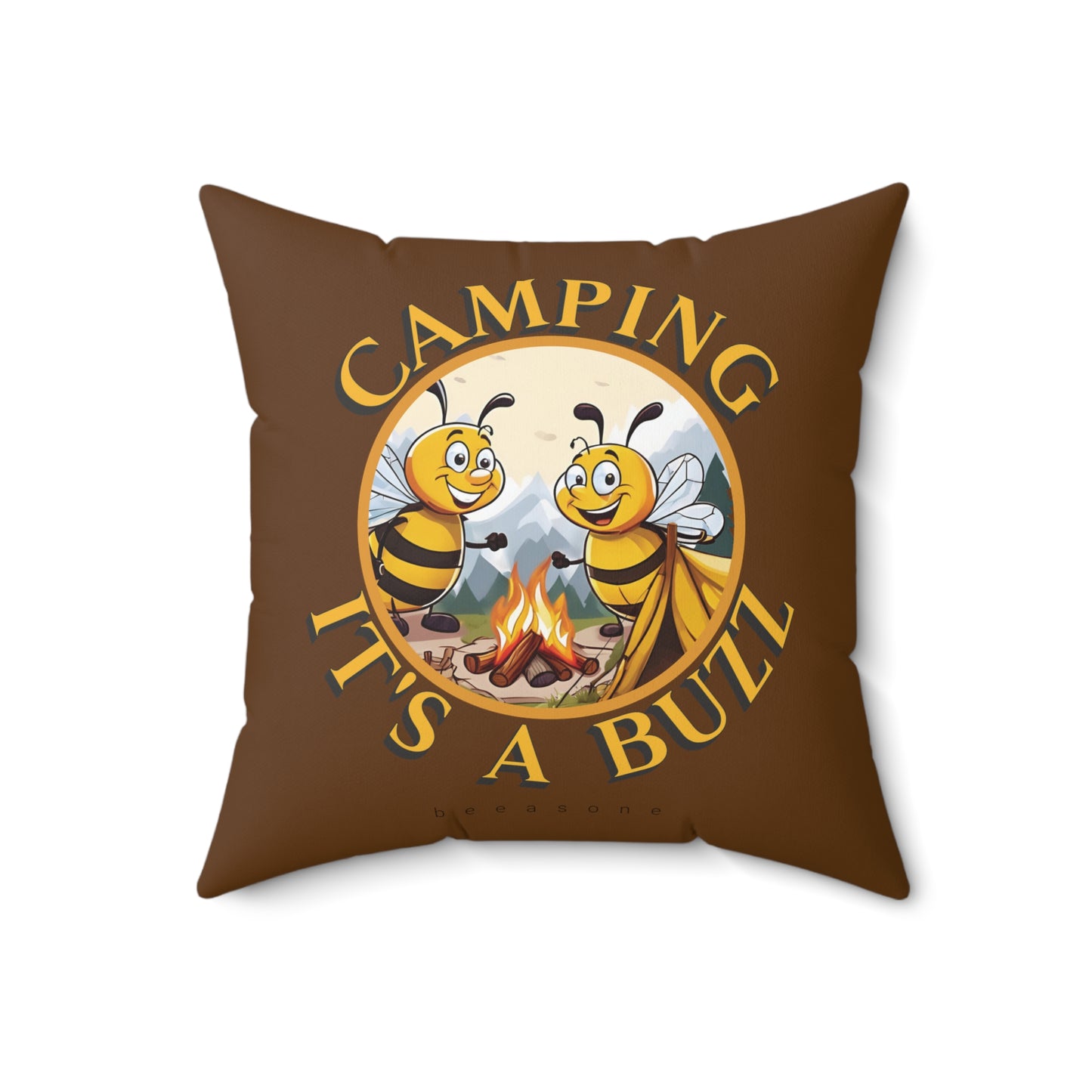 Camping it's a buzz beeasone square cushion / pillow (4 sizes available) Special edition