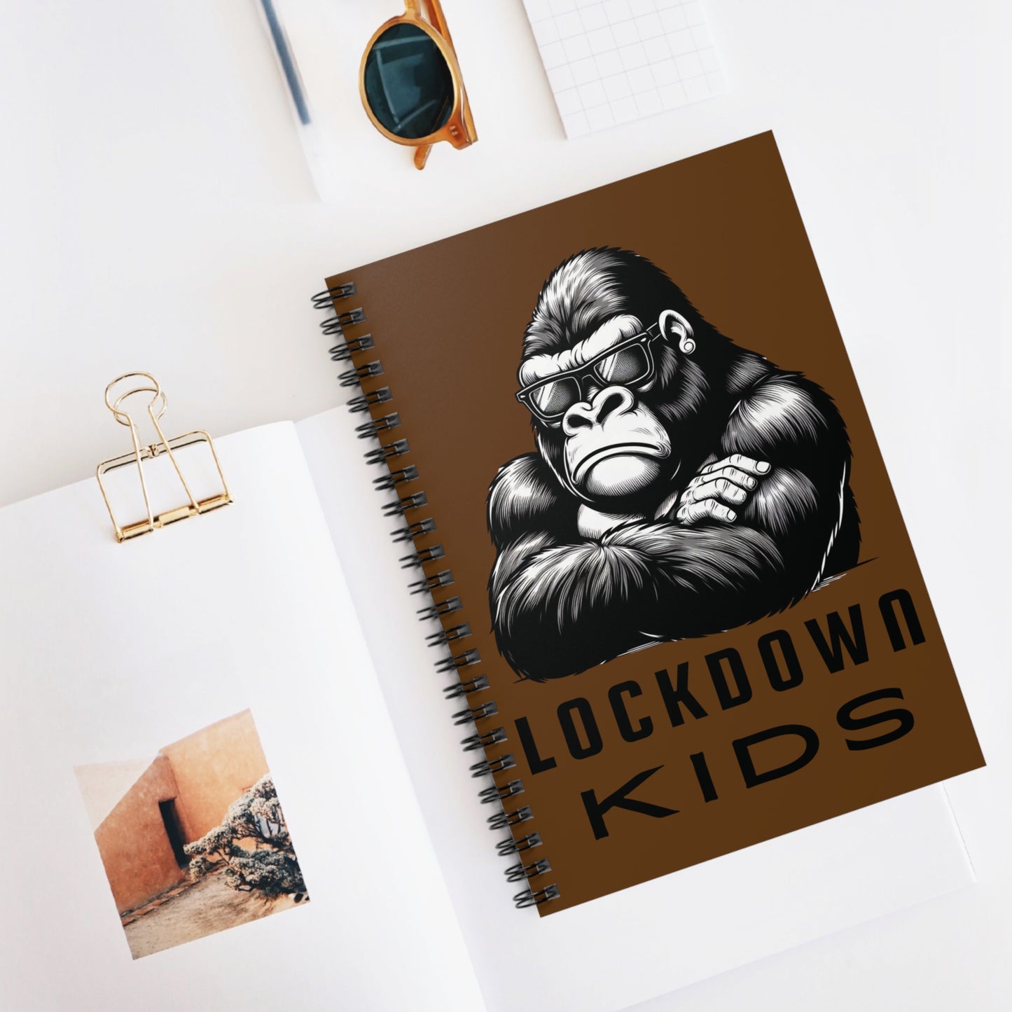 Lockdown Kids spiral note book - Gorilla - Brown