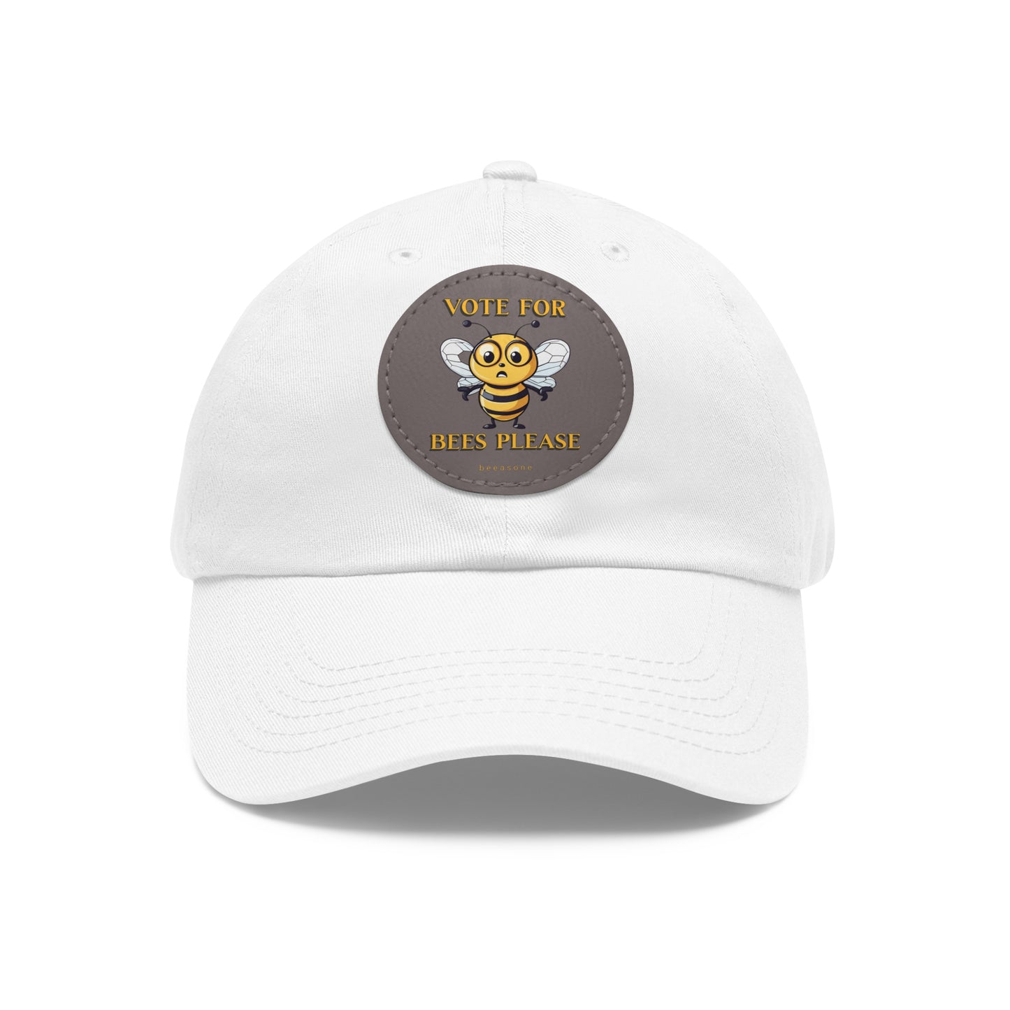 Vote for bees please beeasone Hat with round leather patch