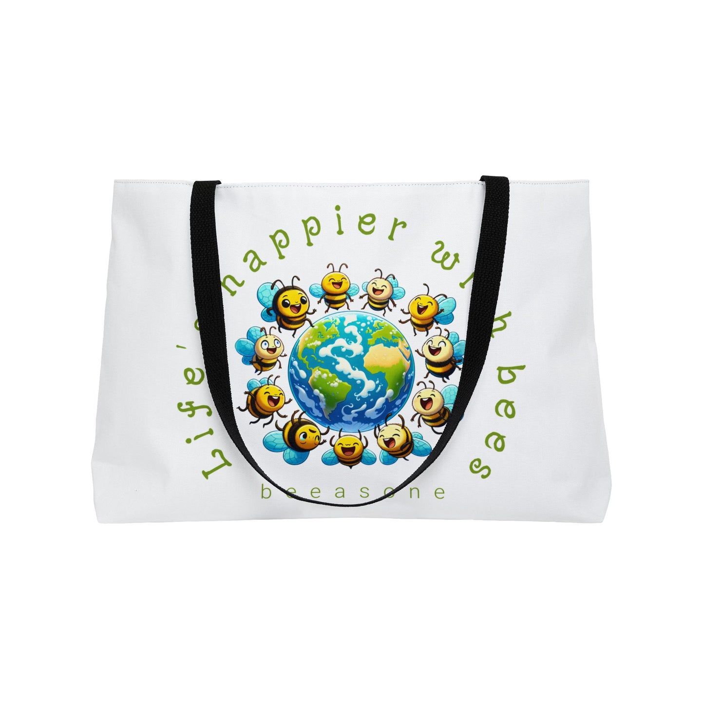 Life's happier with bees beeasone weekender tote bag