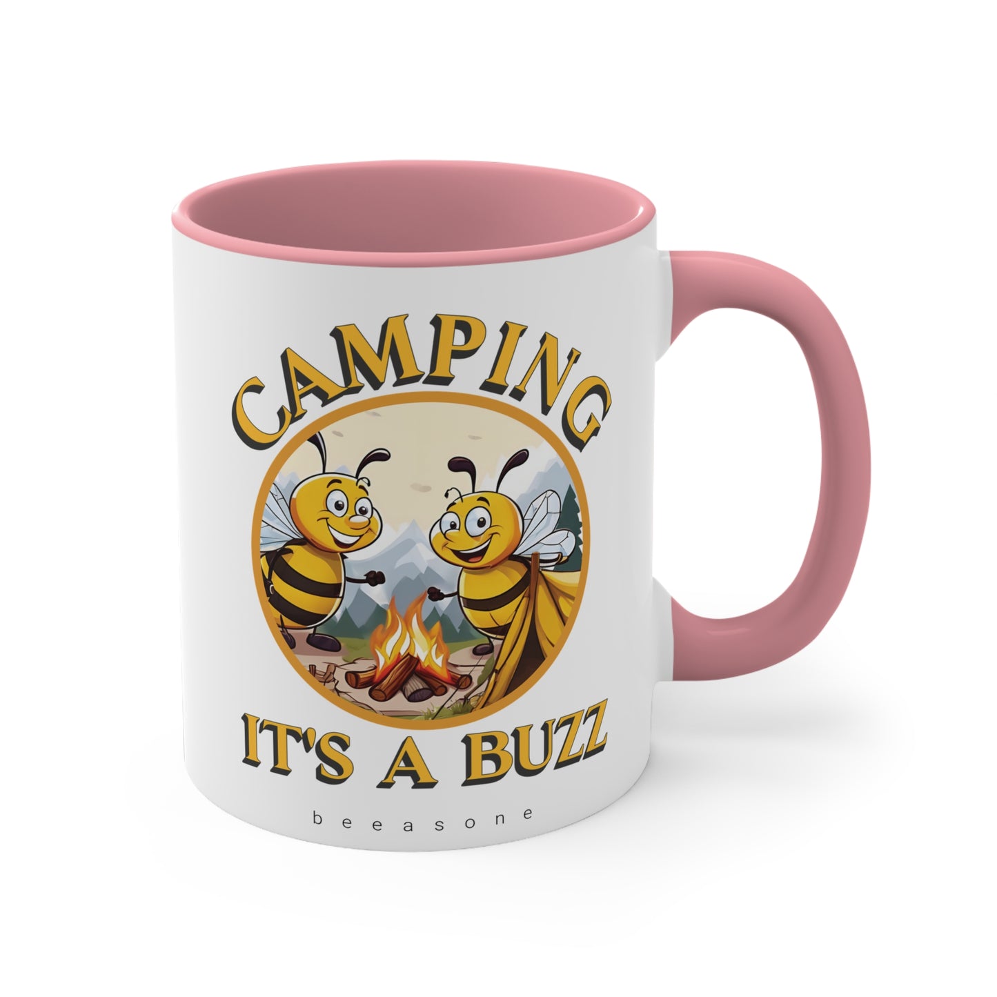 Camping beeasone coloured Coffee or hot chocolate mug 325ml (Standard 11oz)