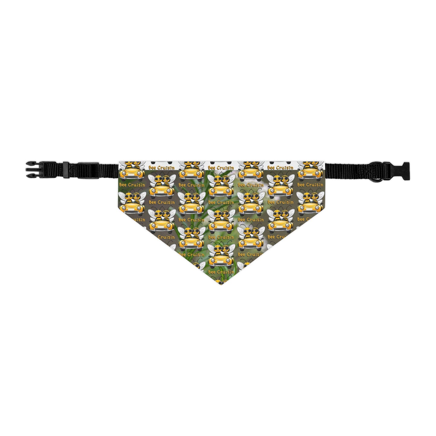 Cruisin Pet Bandana collar supporting their best friend, the bees - includes adjustable buckle up black collar