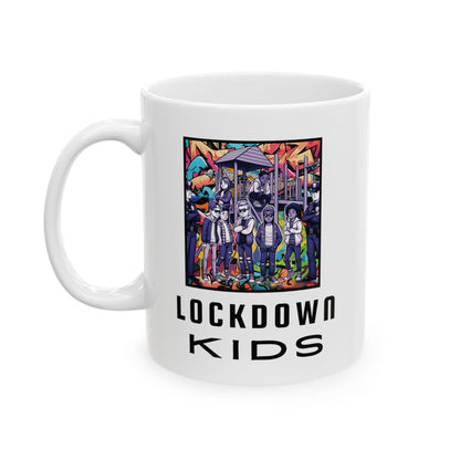 Lockdown Kids in playground double sided - Covid Lockdown Cup