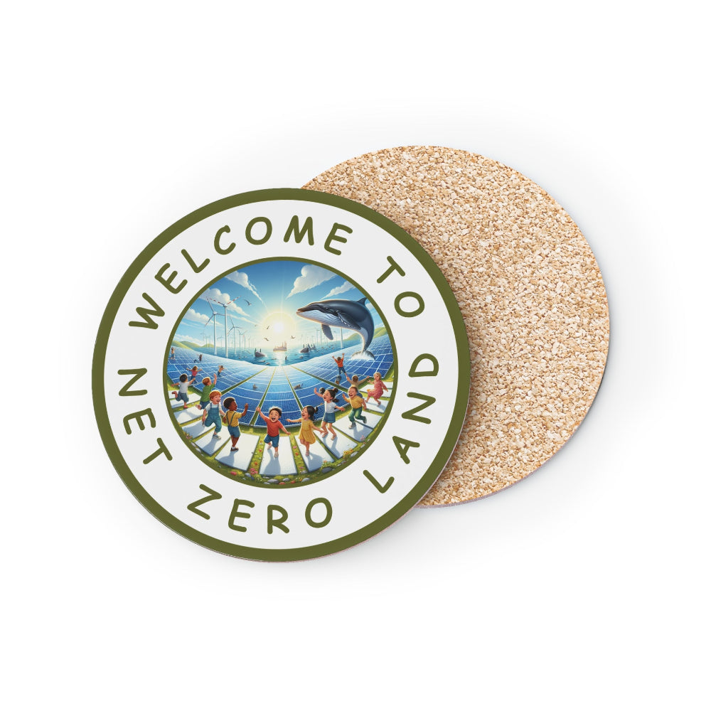 Net Zero Land Coaster - 9.5cm diameter (3.7") available as 1 piece or set of 4. Limited edition (V25)