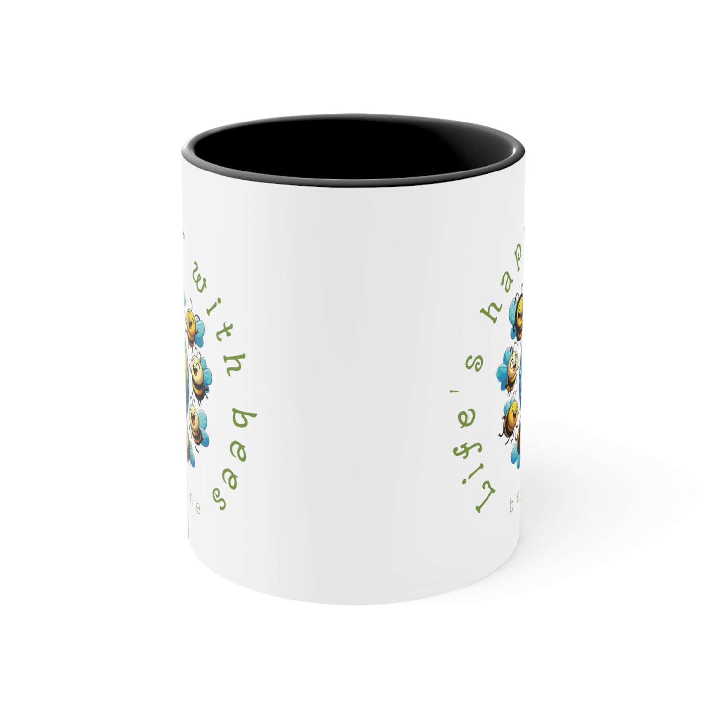 Life's happier with bees beeasone coloured Coffee Mug 325ml (Standard 11oz)