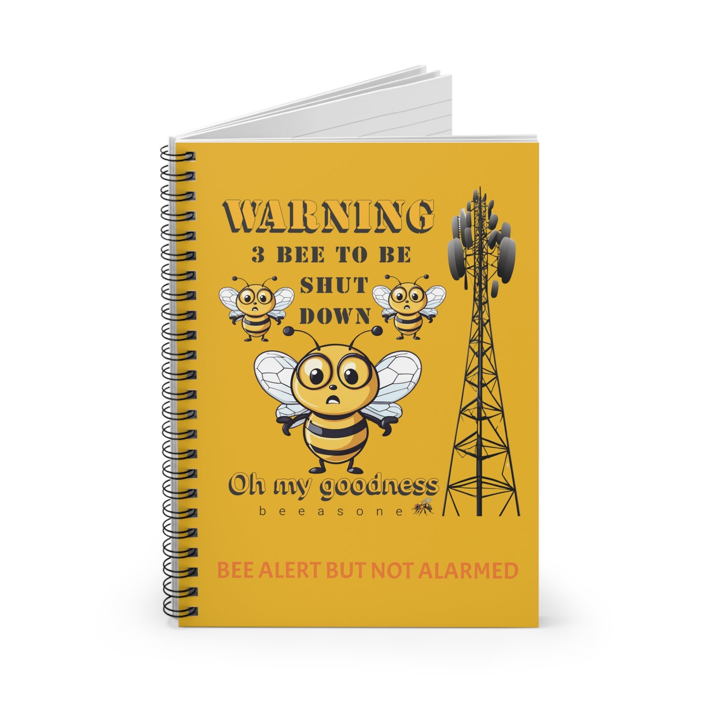 WARNING  3B Shutdown beeasone Spiral Notebook - Ruled Line. 118 page (59 sheets)   6" x 8" (15.2 x 20.3 cm) Yellow