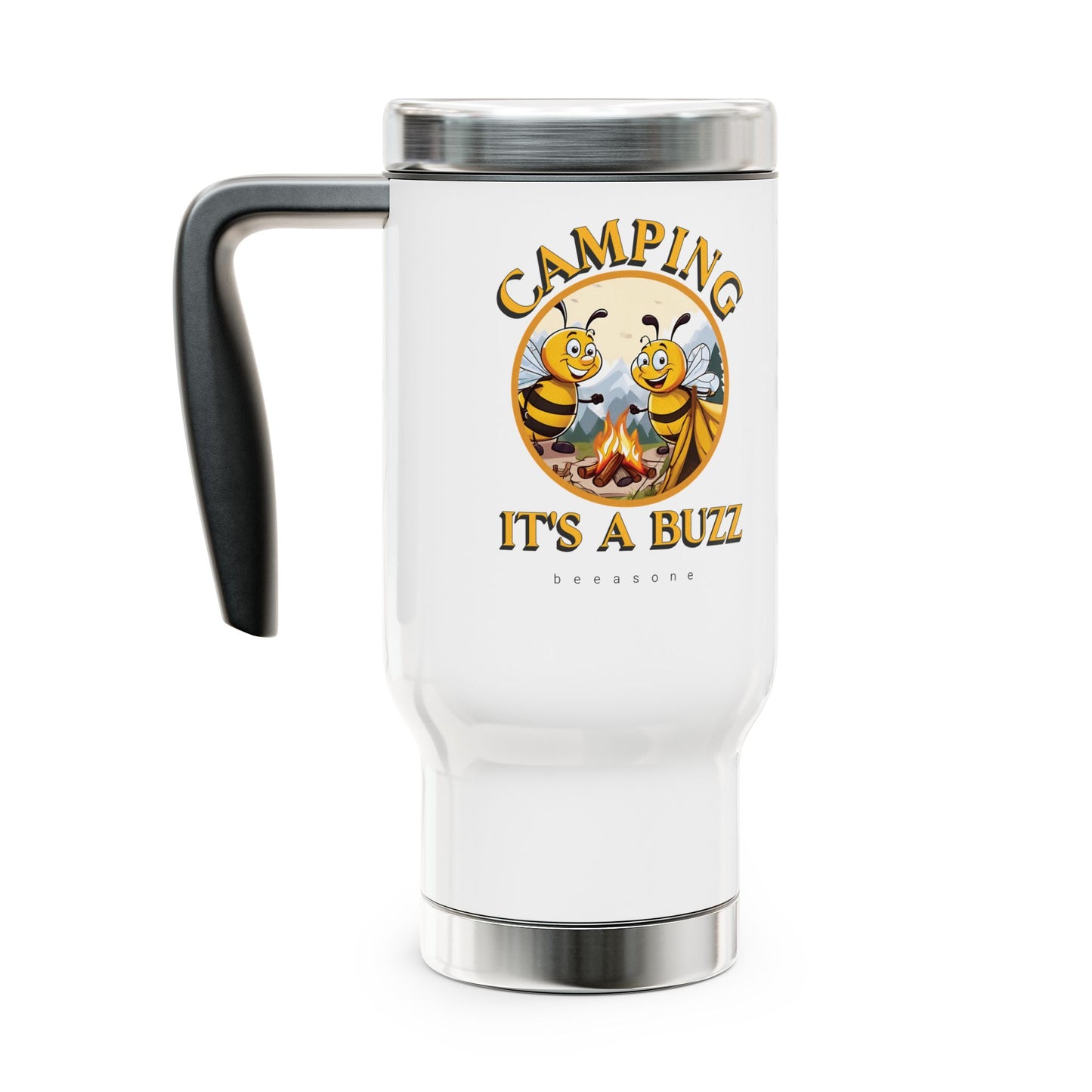 Camping it's a buzz beeasone Stainless Steel Travel Mug with Handle, 14oz (410mls)