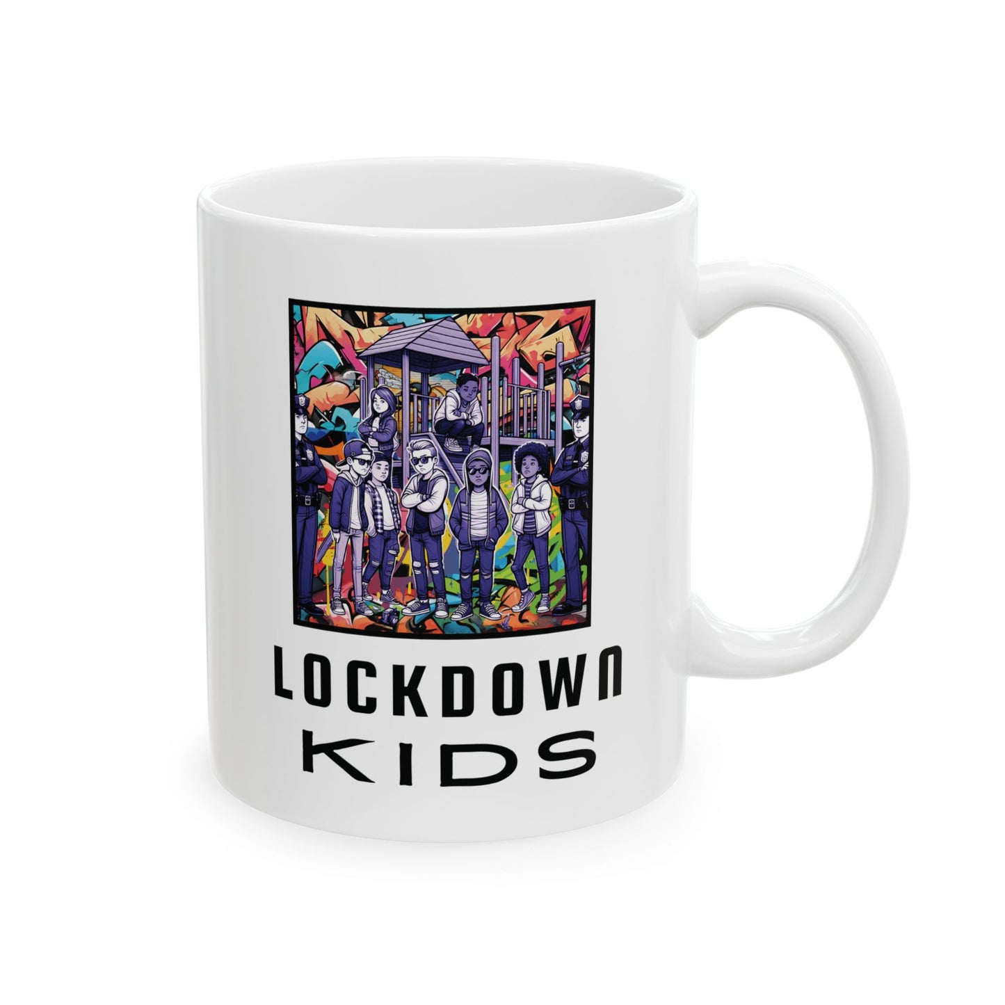 Lockdown Kids in playground double sided - Covid Lockdown Cup