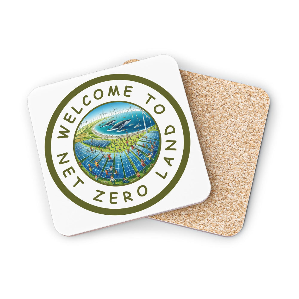 Net Zero Land Coaster - 9.5cm diameter (3.7") available as 1 piece or set of 4. Limited edition (V14)