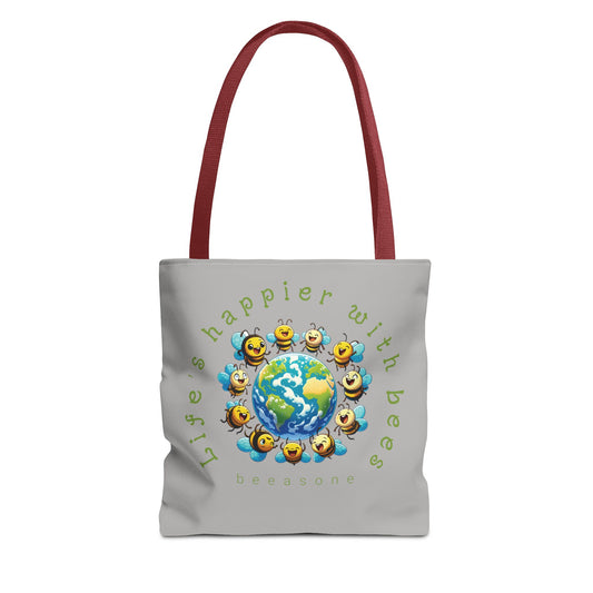 Life's happier with bees beeasone Tote Bag