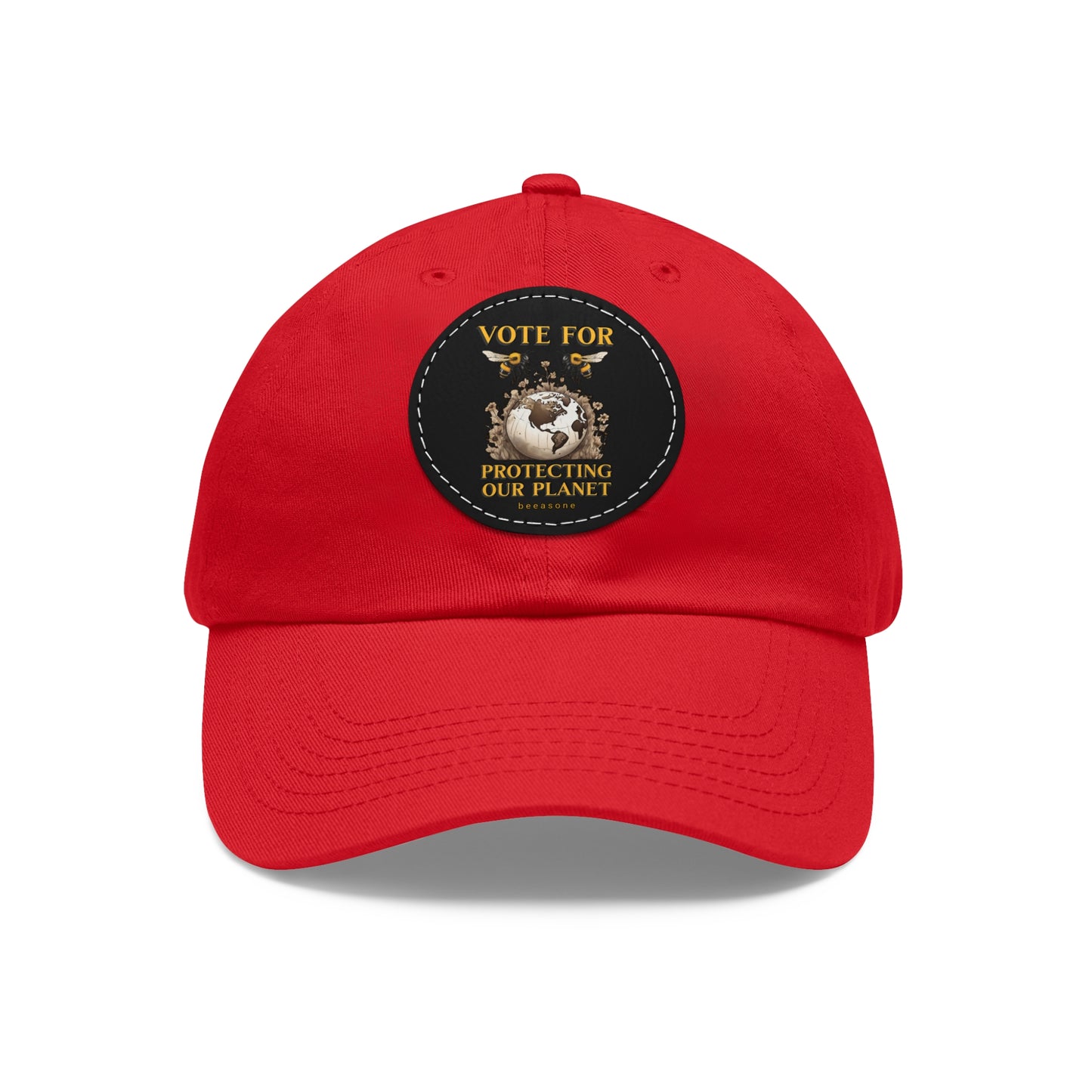 Vote for protecting our planet beeasone Hat with round leather patch